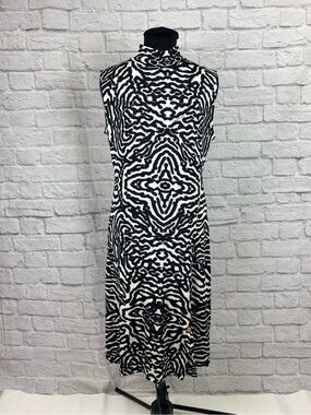 NWT Roberto Cavalli Made in Italy Zebra Print Knit Dress XL Gold Logo Charm